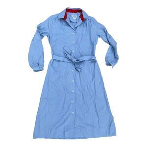 Vintage Serbin Designed by Marianne Blue Shirt Dress Size 14 Womens Belted